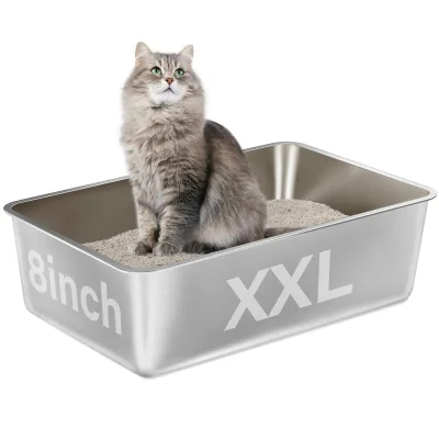 Wide-Open Space Fresh-Smelling Fresh-Smelling Slip-Resistant Spacious and Open Stainless Steel Cat Toilet