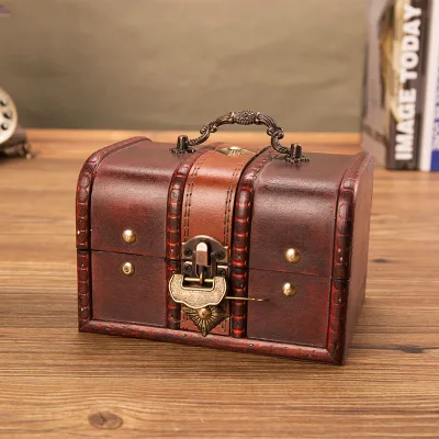 Antique Wooden Box Packing Box Jewelry Storage Box with Lock