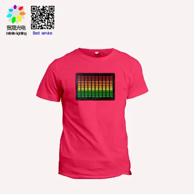 2025 Music Sound Activated LED T-Shirt Light up Christmas Custom EL T Shirt
