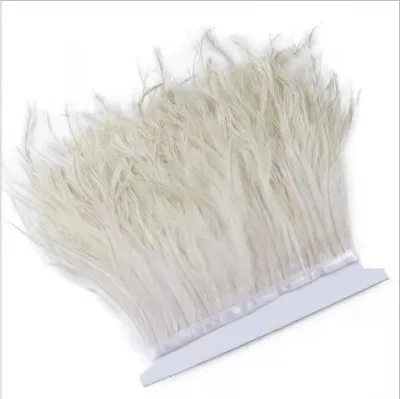 10-15CM Bleached and Dyed Color Emu Feather Fringe Trim Satin Ribbon Trimming Lace