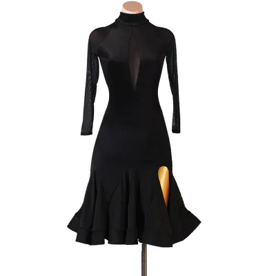 2206 Split Hem Latin Dance Audition Outfit Professional Performance Wear Competition Costume Rumba Women's Dance