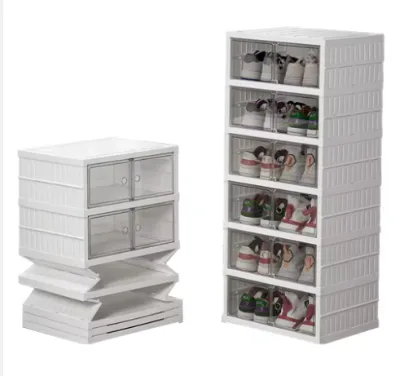 Acrylic Fold Magnetic Side Open Custom Organizer Case Giant Transparent Plastic Clear Sneaker Plastic Display Shoe Storage Box