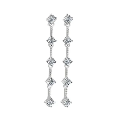 S925 Sterling Silver Moissanite Tassel Earrings European and American Cross-border Best-selling 1 Carat Small Diamond Moi