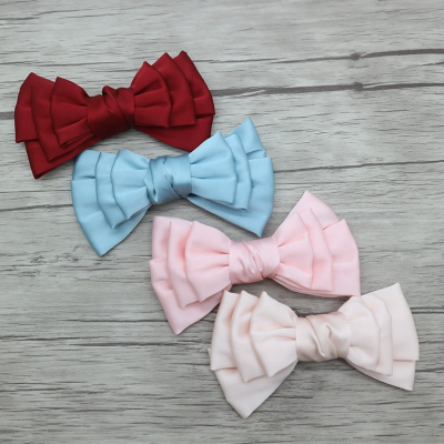 Wholesale School Girl Decorative Bow Three Layers Silk Bows for Clothing Accessories Satin Hair Bows