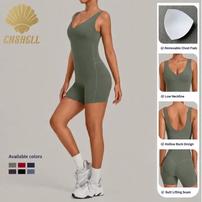 New Arrivals Sleeveless Yoga Romper, Sexy Low Cut Backless Fitness Jumpsuit, Slimming Butt Lift Gym Wear for Active Women