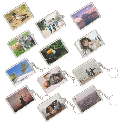 Direct Manufacturer 100pcs Custom Lightweight Personalised Insert Photo Acrylic Blank Keyring Keychain WholeSale 2.51"x1.33"