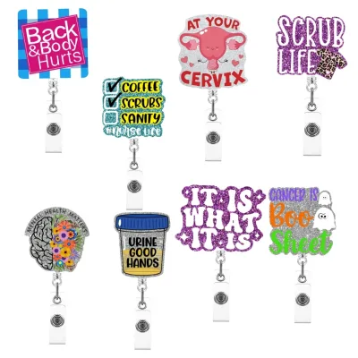 Bestom Glitter Bling Retractable Nurse Badge Reel PVC and Plastic Medical Accessory ID Card Holder Gift for Nurses