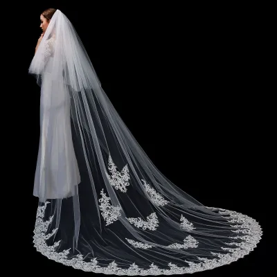 Wholesale Hot Sell Latest Long Tulle Wedding Bridal Veil Lace Wedding Veil