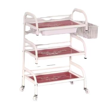 Modern Multi-Functional Iron 4-Wheel Durable Commercial Beauty Salon Trolley for Tattoo and Hair Tools