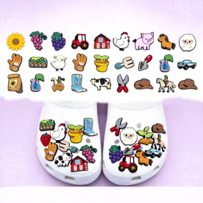 Wholesale Custom Farm Animal 2D Shoe Charms Button Charms 2.5-3.5cm 2g for Kids Adults Clogs