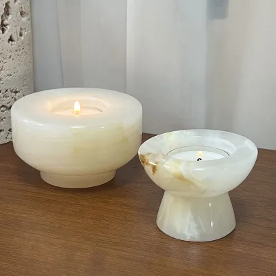 Brand American Minimalist Natural Marble Candlestick Travertine Jade Ornaments Household Retro Romantic Props Candle