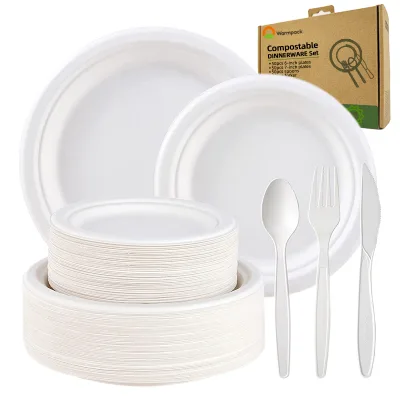 100% ODM Compostable Cutlery Biodegradable Spoon Knife and Fork Disposable Tableware Set