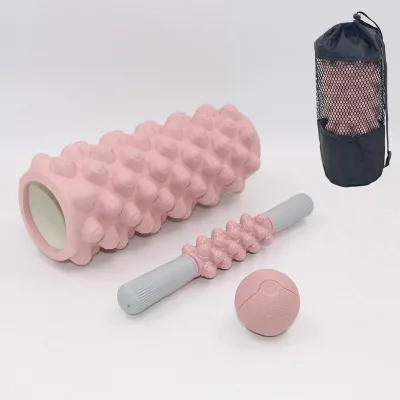 Massage Roller Set EVA Foam Roller With Stick and Ball Mesh Bag for Yoga Pilates Fascia Relief Unisex Universal