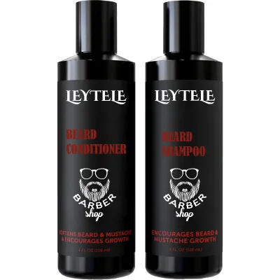 Private Label Natural Beard Shampoo and Beard Conditioner Kit for Men All Natural Beard Wash Set Cleanse Softens & Conditions