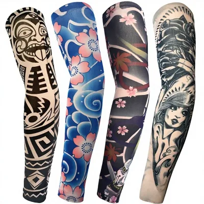 Unisex Adult Tattoo Sleeves-Cycling Sunscreen Fishing Outdoor Travel Big Flower Design