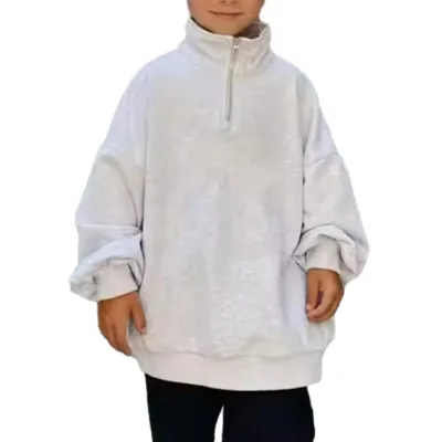 Kids Half Zip Stand up Collar Oversized Sweatshirts Custom Logo Boys and Girls Unisex Soft Blank Long Sleeve Pullover