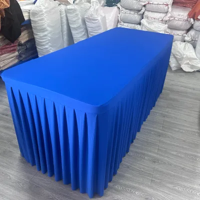 Royal Blue 100% Polyester Spandex Table Skirt Table Cloth Cover Table Skirts for Home Banquets Weddings Modern
