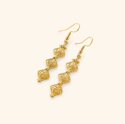 Inspire Jewelry  Stainless Steel Draping Thikr Earrings Islamic Muslim Long Necked Religious Jewelry