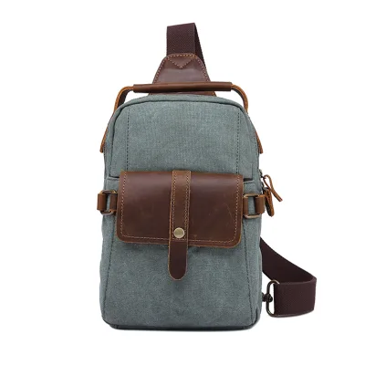 Custom Logo Mens Canvas Waterproof Cross Bag for Men Waterproof Man Bags Small Fashion Outdoor Travel Waist Blank Chest