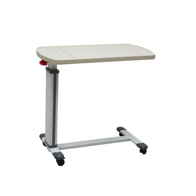 Hospital Adjustable Overbed Table Pneumatic with Wheels Medical Movable Bedside Bed Trolley Table Mobile Standing Desk