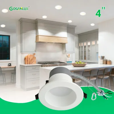 4 Inch LED Recessed Downlight 5CCT & Power Selectable 9W 15W 18W 0-10V Dimmable Commercial Can Light with Aluminum Conduit