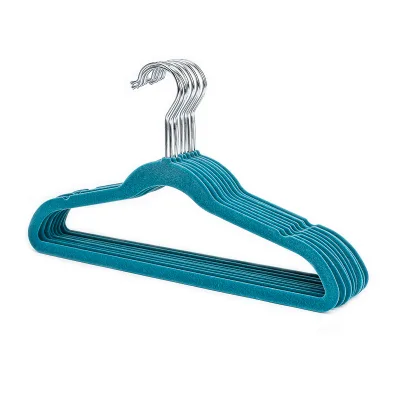 Small MOQ Space Saving Velvet Hanger 360 Degree Chrome Hook Ultra Thin Non Slip Velvet Hangers