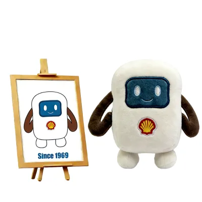 Shengye Customizable Wholesale Design Logo Cotton Embroidered Kawaii Pretty White Robot Short Plush Toy for Commercial Promotion