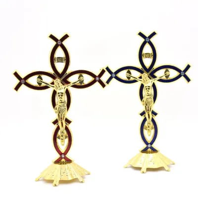 12*21cm Fish Cross Crucifixes Jesus Christ Christian Religion Decoration Metal Souvenirs Protion Gift