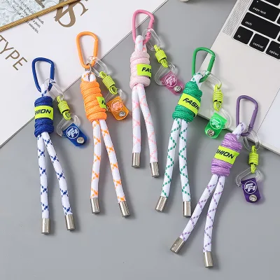 Multi-Use Colorful Woven Keychain, Braided Rope Bag Charm Pendant with Carabiner Clip for DIY Bag Decoration and Daily Anti-Loss