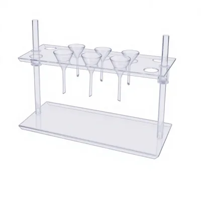 Transparent Glass Separatory Funnel Stand (Triangular & Pear-Shaped) for Laboratory Use Model Bio-CD3467