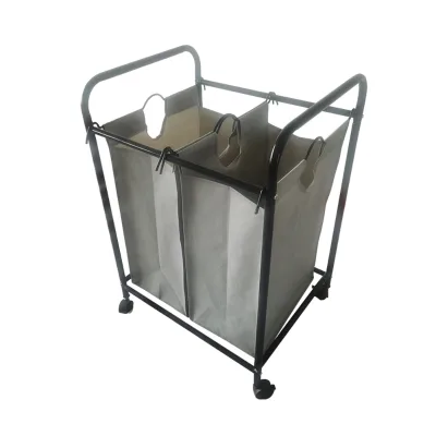 Wholesale Collapsible Double Laundry Sorter Cart with Wheel