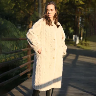 Hot Sell Women Anti-Wrinkle Long Length Free Size Ladies Faux Mink Fur Coat