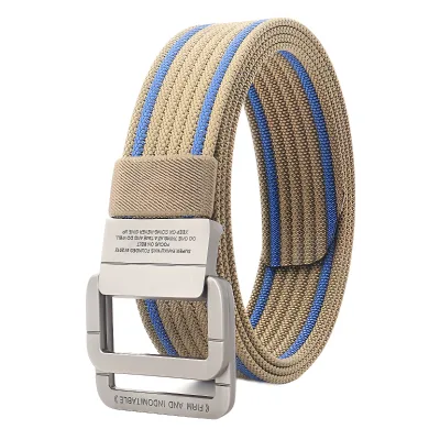 Wholesale Men's  Woven Nylon Tactical Sports Outdoor Pants Belt Canvas 120 cm Alloy Double-Ring Buckle Pants Belts