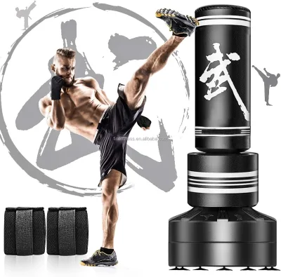 Freestanding Heavy Leather PU Boxing Punching Bag for Adults Kids Kickboxing MMA Martial Arts Trainer 25kg Durable Water Sand