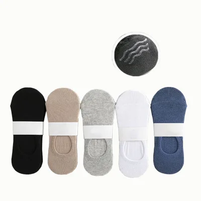 Factory Wholesale Plain Black White Thin No Show Invisible Socks Cotton Non Slip Socks for Men