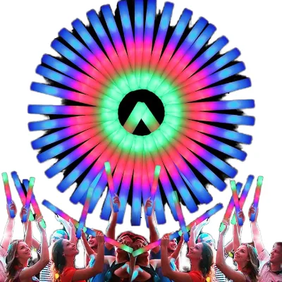 Customized Logo Battery Powered LED Foam Glow Sticks 3 Modes Colorful Flashing for Halloween Party Supplies Outdoor Neon