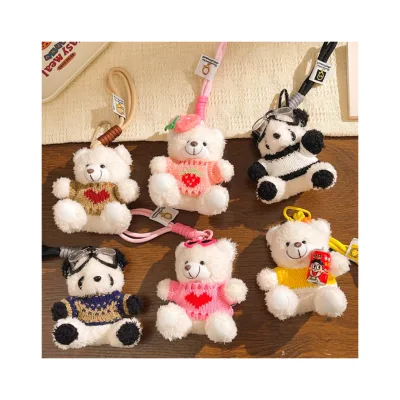 Factory Wholesale Custom Plushy Toy Keychain 12cm Cute Cool Bear Plush Animal Toys Keychain