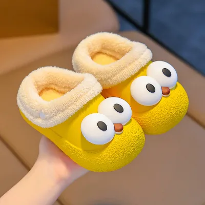 Children's EVA for Autumn Winter Home Indoor Non-slip Waterproof Cute Cartoon Fur Lining Baby Girl & Boy Warm
