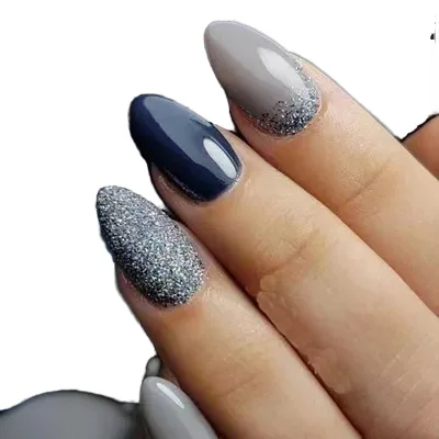 Wholesale Temooi ABS Full Cover False Nails 24Pcs French Design Almond Glitter Finger Nail Packaging