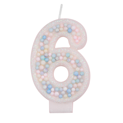 Baby's Birthday Party First Birthday Cake Decoration Decoration Macaron Colored Candy Particles Decorated Birthday Candles