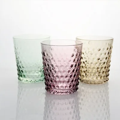Wholesale Customized Drinking Glasses 300ml Colored Embossed Crystal Tumbler Drinking Water Glass Cup