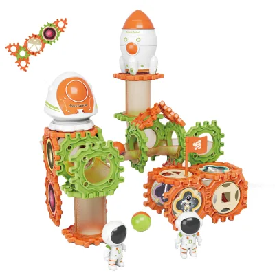 2024 Kids Educational 3d Building Block Set Toy Space 77pcs Diy Marble Run Pipeline Rolling Toy