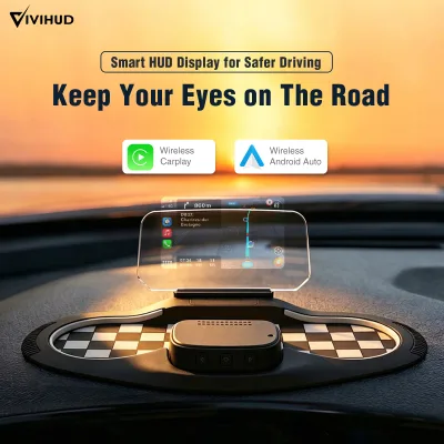 VIVIHUD Hot Selling Multi-function Universal HUD Display 1.45 Inches GPS Navigation OBD Carplay HUD Car Hud for all cars