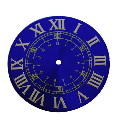 Deep Sea Blue Round Watch Dial Sunlight Pattern Gold Roman Letters Gold Rails Index Minutes Seconds Wrist Watch Parts