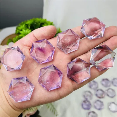 High Quality Natural Amethyst Healing Six-Pointed Star Pendant Hexagram Necklace Decorative Gift Accessories