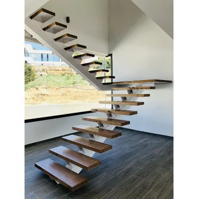 Custom Mono Stair Stringer Interior Stair Without Handrail Design Prefab Stairs