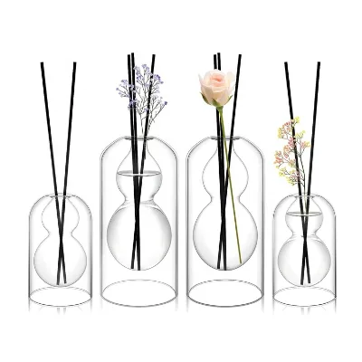 Empty Refillable Gourd Aromatherapy Glass Reed Diffuser Bottle for Oil Fragrance DIY Crafts Decor 60ml 150ml