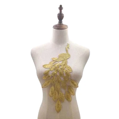 Water Soluble Lace Patch Exquisite Peacock Pattern Hollow Out Embroidery DIY Lace Trimming