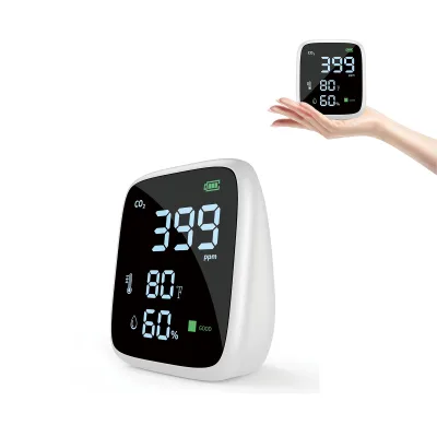 White Type-C CO2 Meter Carbon Dioxide Detector with Humidity Temperature Fahrenheit Display for Home Hospital CO2 Gas Analyzers