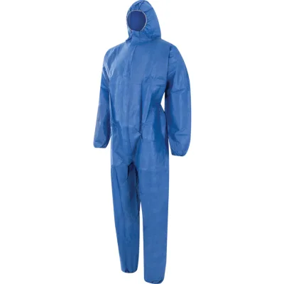 Type 5/6 Excellent Tear Abrasion Resistance SMS Coverall Elasticated Hood Asbestos PPE Protection Medical Protective Clothes